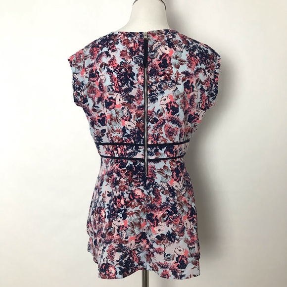 🎁 Motherhood Round Neck Floral Short Sleeve Blue Women's top - Picture 3 of 4